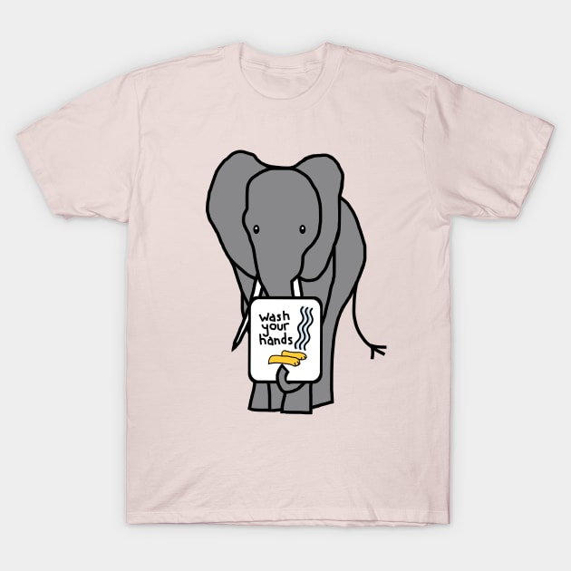 Elephant Says Wash Your Hands T-Shirt by ellenhenryart